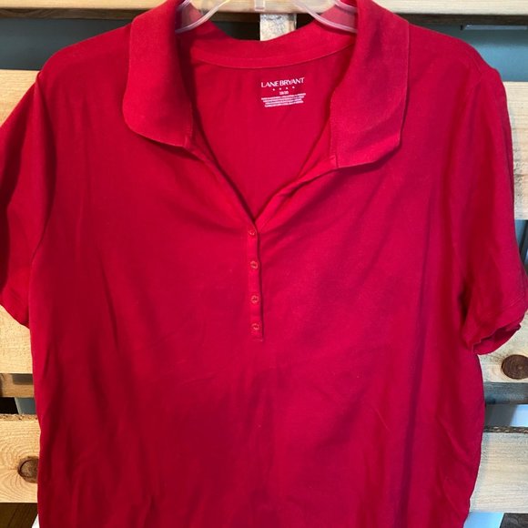 Lane Bryant Tops | Red Golf Polo Shirt 